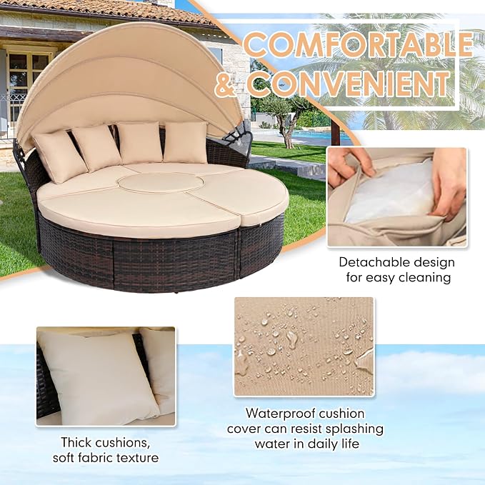SUNCROWN Outdoor Patio Round Daybed - Image 5