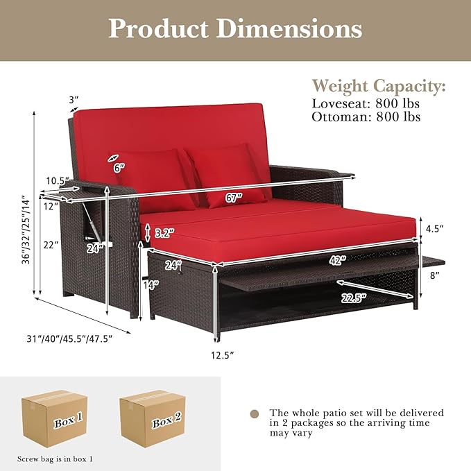 Tangkula Patio Rattan Daybed - Image 5