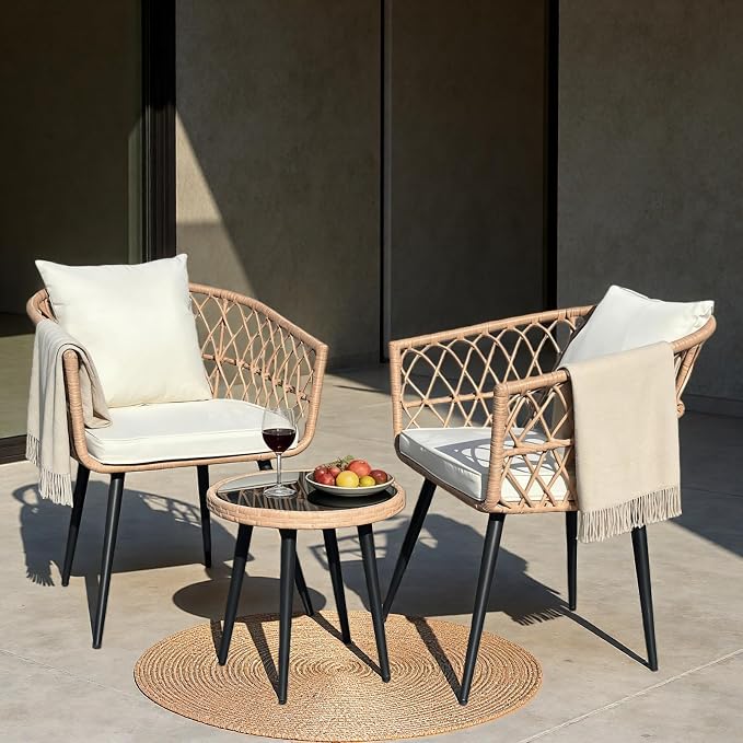 3 -Piece Outdoor Patio Furniture Set, All-Weather PE Rattan Conversation Set - Image 6