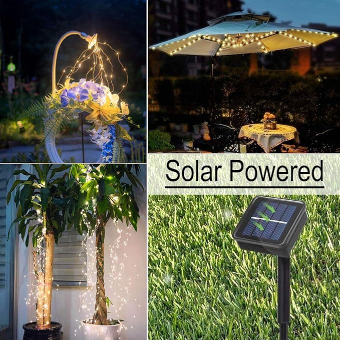 Solar Fairy String Lights Outside, Waterproof Solar Powered Waterfall Lights - Image 3