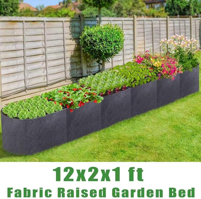 POILKMNI 12x2x1ft Oval Fabric Raised Garden Bed - Image 2