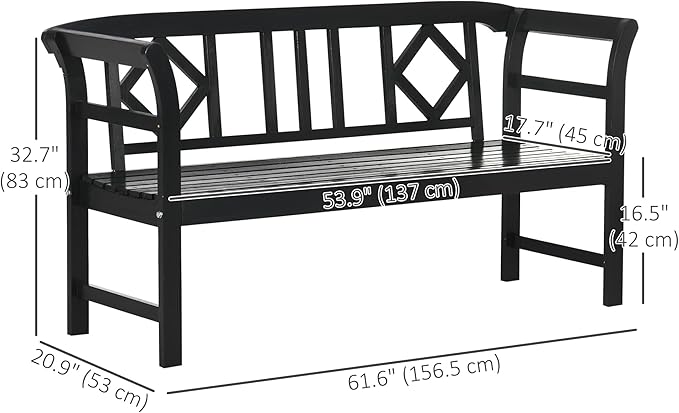 Outsunny Wooden Patio Bench, Outdoor Garden Bench - Image 3