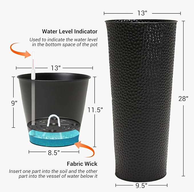 Worth 2 Pack 28" Tall Narrow Metal Planter - Image 2