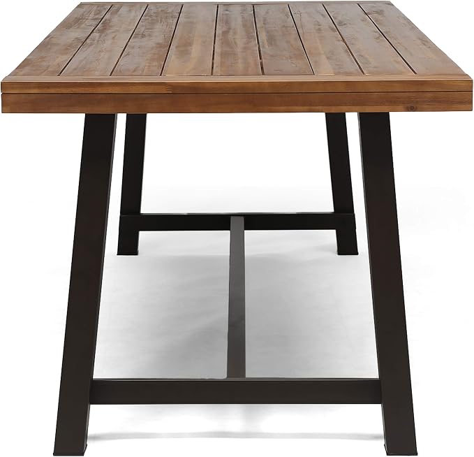 Great Deal Furniture Beau Outdoor Eight Seater Wooden Dining Table, Teak and - Image 6