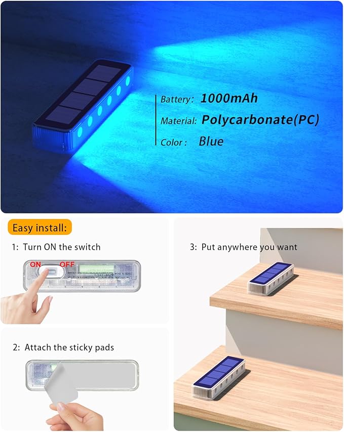 Solar Step Lights for Outside, 2 Pack Solar Stair Lights, Outdoor Light Solar - Image 5