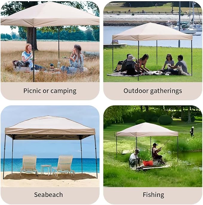 10x10 Pop Up Canopy Tent with 2 Sidewalls, Easy Up Canopy Outdoor Party Sun - Image 6