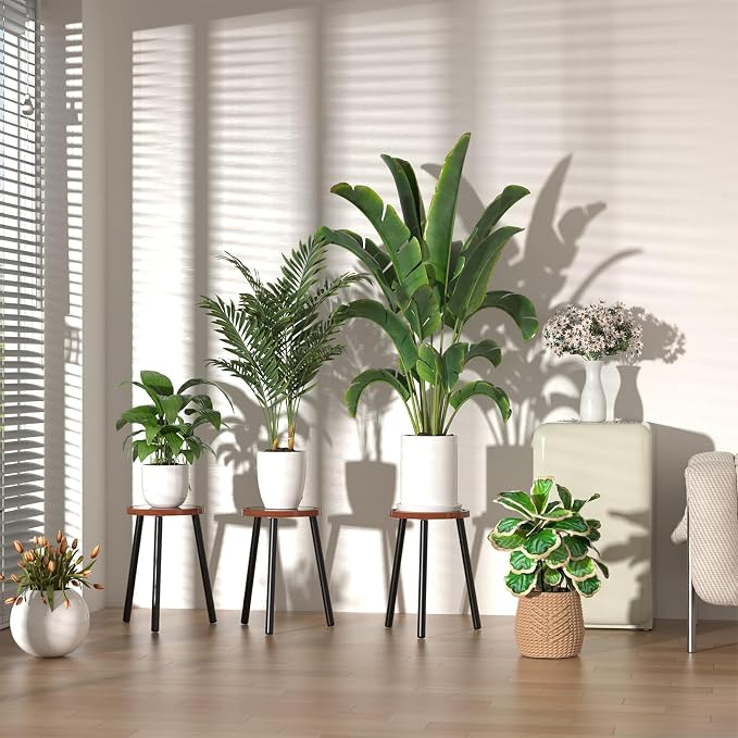 2-Pack Wood Plant Stands Indoor, 16.7" Tall Plant Stand Outdoor Mid-Century - Image 7