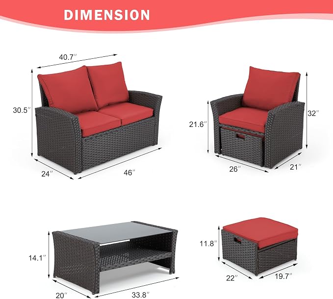 HOMREST 6 Pieces Outdoor Patio Furniture Set - Image 6