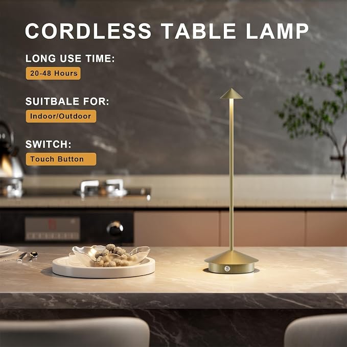2-Pack 6000mAh Rechargeable Led Table Lamp Cordless, 3000K-6000K Stepless - Image 4