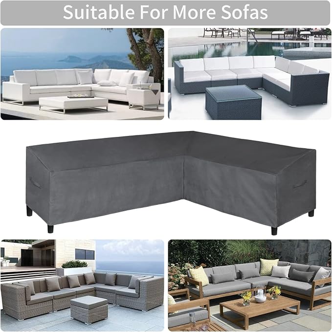 Easy-Going Patio L-Shaped Sectional Sofa Cover, Heavy Duty Garden Furniture - Image 5