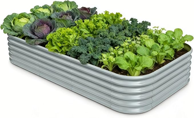 Galvanized Raised Garden Bed 8x4x1.5 ft, Modular Raised Flower Bed by Annoell