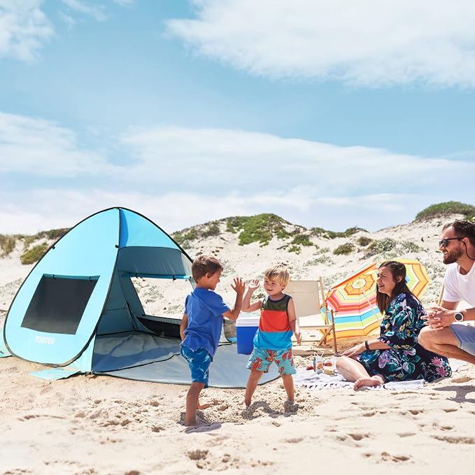TOBTOS UPF 50+ Pop Up Beach Tent, Easy Set Up Beach Umbrella, Sun Shelter - Image 7