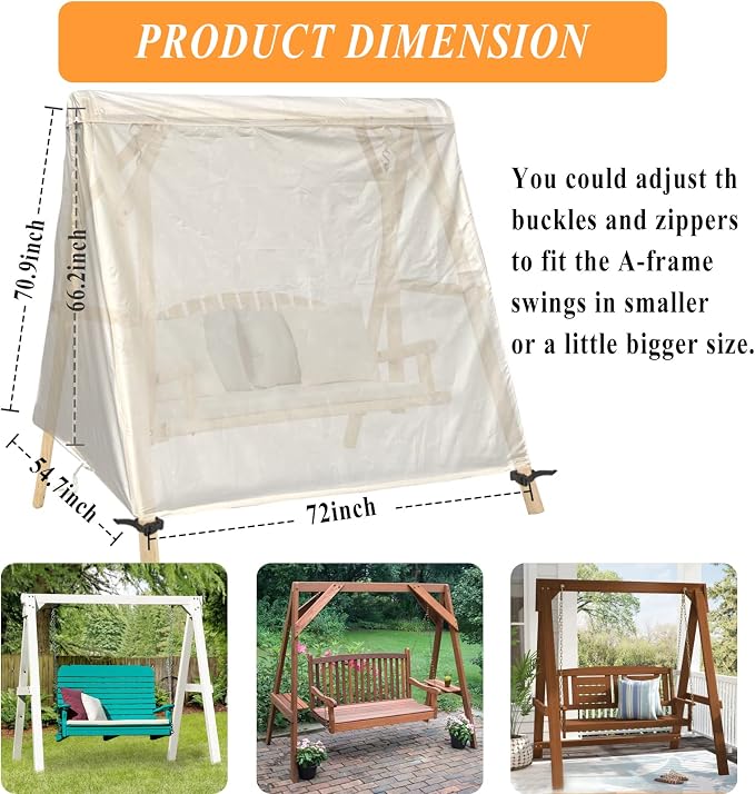 Patio Swing Cover A-Frame Swing Covers Waterproof 3 Seat UV Resistant Weather - Image 2