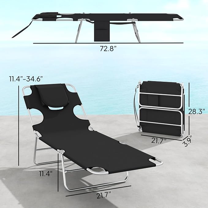 Outsunny Chaise Lounge Chair Outdoor Set of 2 - Image 3