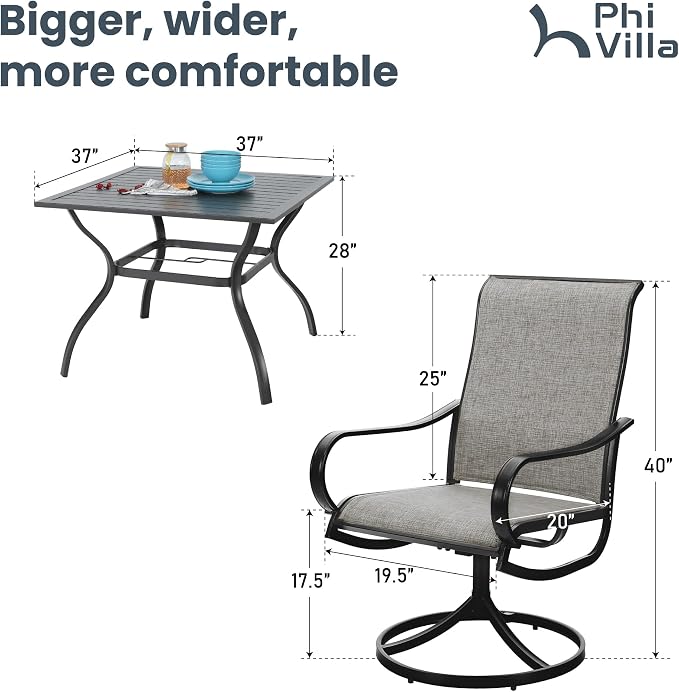 PHI VILLA 5 Piece Patio Dining Set Clearance - Image 6