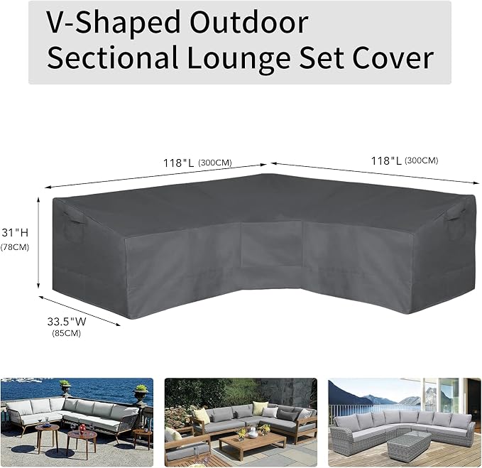 Easy-Going Patio V-Shaped Sectional Sofa Cover, Waterproof Outdoor Sectional - Image 6