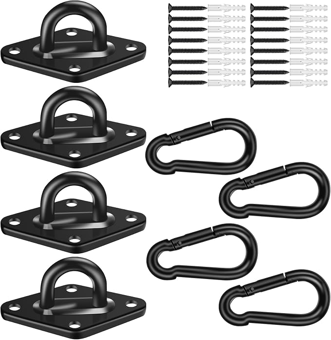 Hammock Hooks 4 Pack, Heavy Duty Hammock Hanging Kit, M8 Pad Eye Hanging Hooks by Feanron