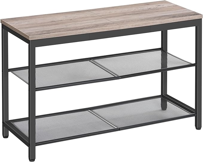 HOOBRO Shoe Bench, 3-Tier Shoe Rack, Industrial Shoe Organizer Storage Bench by HOOBRO
