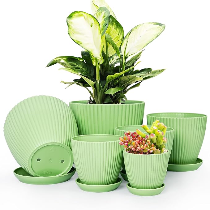 Plant Pots Indoor with Saucers & Drainage by Vodotion