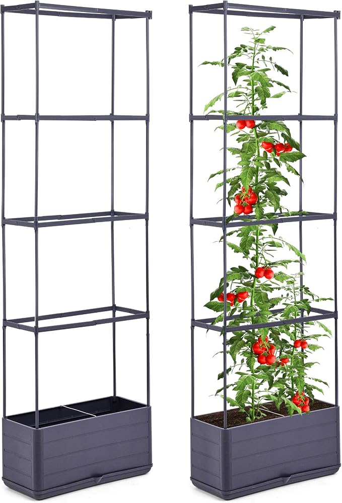 GENMOUS 2 Pack Rectangle 4 Tier Tomato Planter, Raised Garden Bed Tall 45'' - Image 2