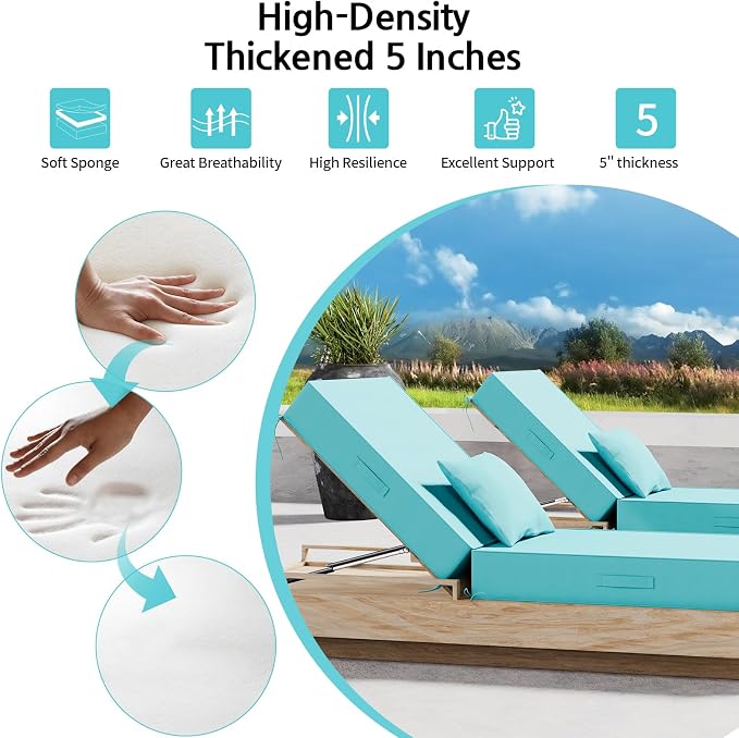 Outdoor Water-Resistant Olefin Chaise Lounge Cushions - Image 4