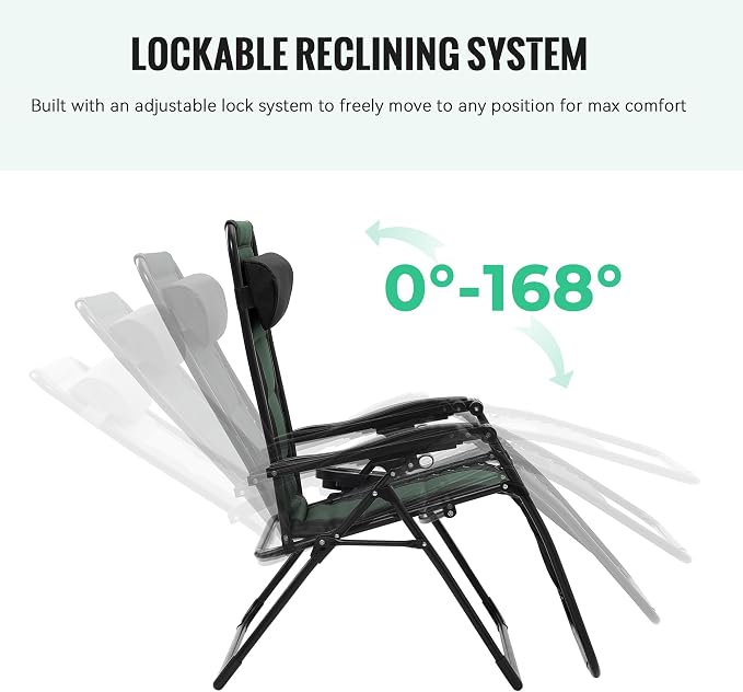 JEAREY Oversized Padded Zero Gravity Chairs, Folding Lounge Chair Outdoor Patio - Image 6