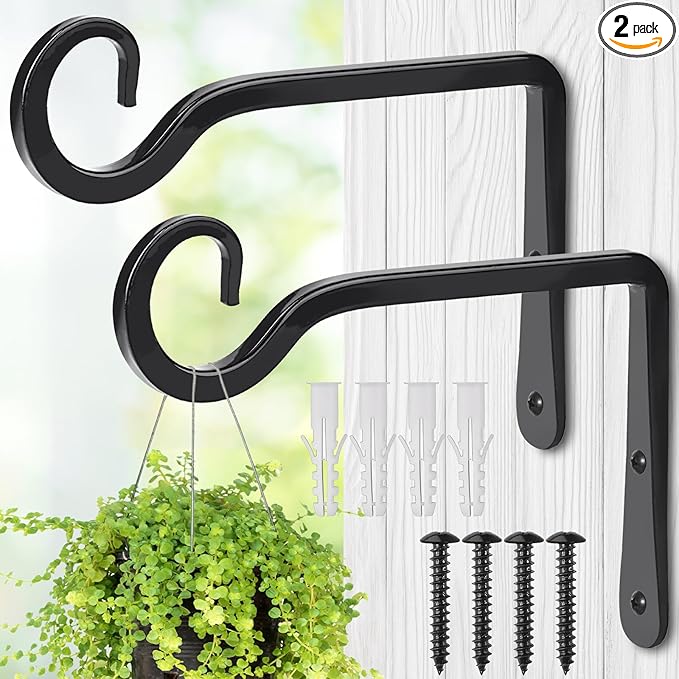 Plant Hangers Outdoor, 2 Pack 6 Inch Hanging Plant Bracket, Metal Hanging Plant by MOWPOG