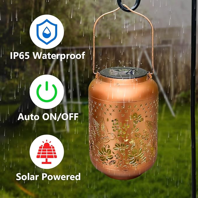 Solar Lanterns Outdoor Waterproof, Hummingbird Hanging Solar Lantern Garden - Image 5