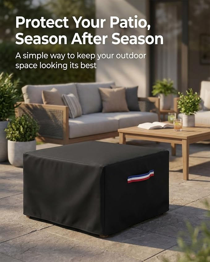 Square Waterproof Patio Ottoman Cover, 600D Heavy Duty Outdoor Furniture Cover - Image 5