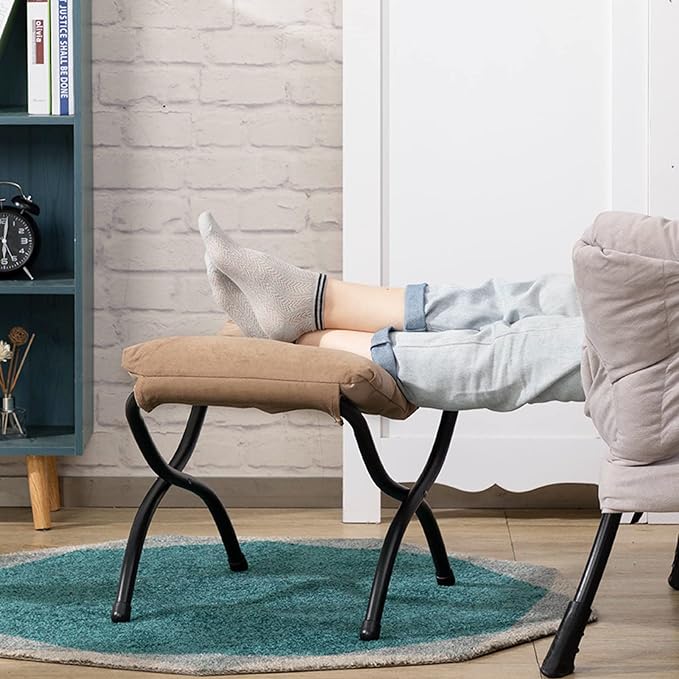 HollyHOME 15" Folding Footrest Stool, Upholstered Small Foldable Ottoman - Image 8