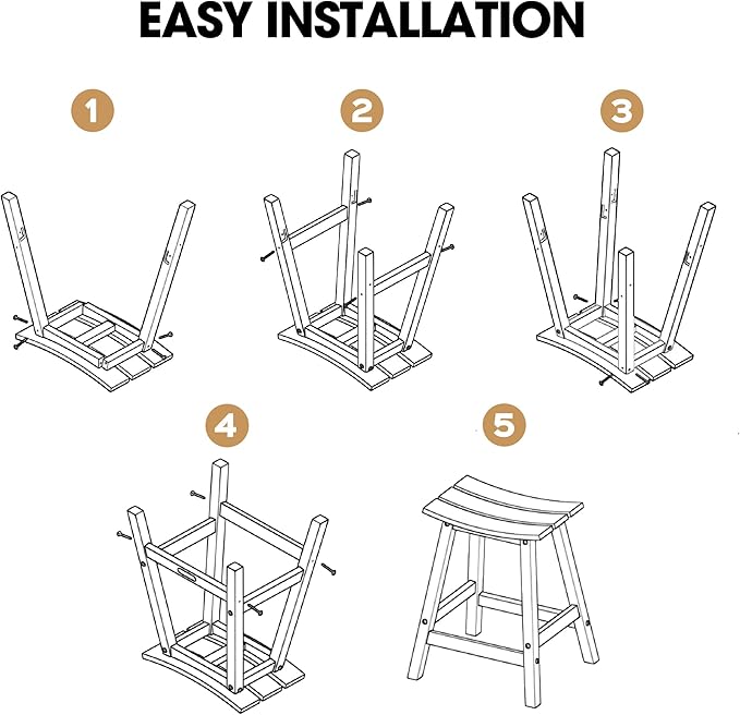 Ciokea 2 Set 24" Outdoor Bar Stools Heavy Duty HDPE Counter Height Bar Stools - Image 5