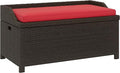 Outsunny 34 Gallon Outdoor Wicker Storage Bench Deck Box, PE Rattan Patio by Outsunny