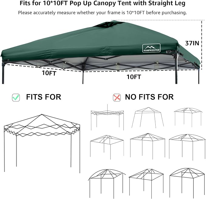 KAMPKEEPER Replacement Top Pop Up Canopy Tent Cover Roof - Image 4