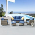 Belord Wicker Patio Furniture 5 Piece Outdoor Sofa Set, Oversize Outdoor Swivel by Belord