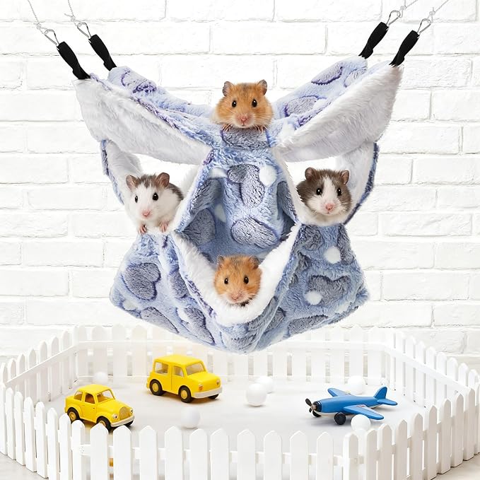 6 Pieces Rat Hammocks for Cage, 3 Layer Guinea Pig Hideout Bed, Ferret Hammocks - Image 6