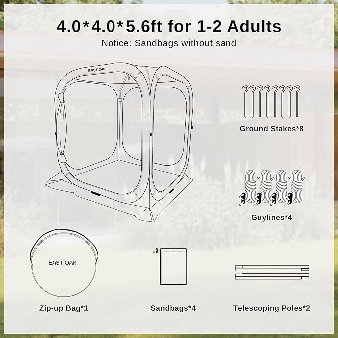 East Oak Screen House Tent Pop-Up, Portable Screen Room Canopy Instant Screen - Image 9