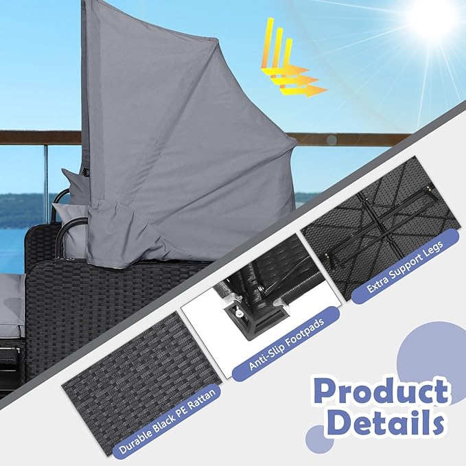 Tangkula Patio Rattan Daybed - Image 5