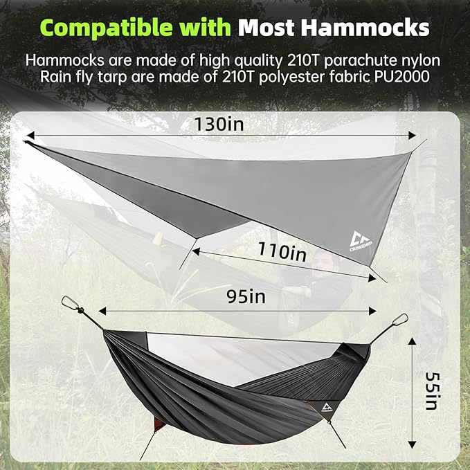 Camping Hammock with Mosquito Net and Rain Fly Tarp - Image 3