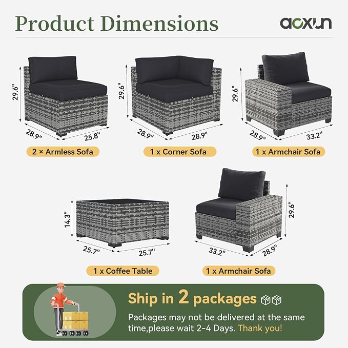 Aoxun 6 Piece Patio Furniture Set - Image 7
