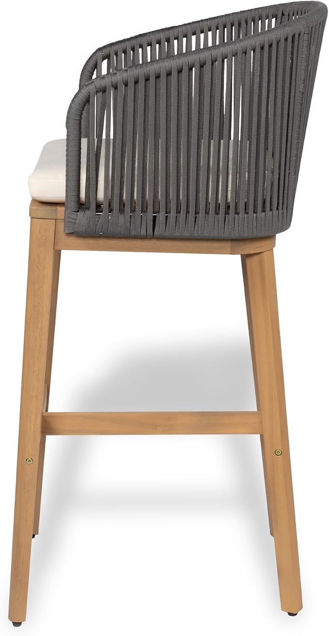 Christopher Knight Home Zax Set of 2 Patio Barstool, Acacia Wood & Rope Outdoor - Image 9
