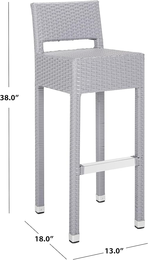 SAFAVIEH FOX5212A Collection Landry Black Indoor/Outdoor Bar Stool - Image 3