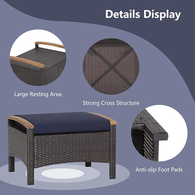 RELAX4LIFE Outdoor Wicker Ottomans - Image 6