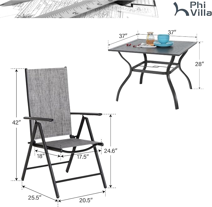 PHI VILLA 5-Piece Outdoor Dining Set - Image 7