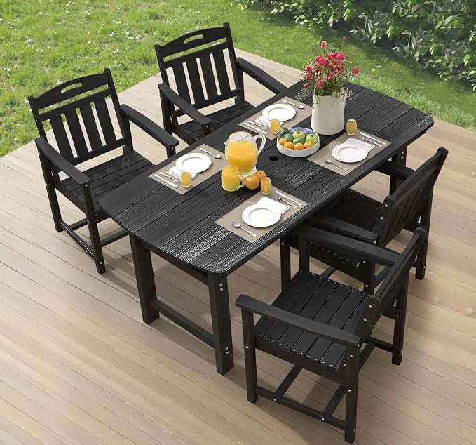 Ciokea HDPE Outdoor Dining Set, 5-Piece Patio Table and Chairs Set by CIOKEA