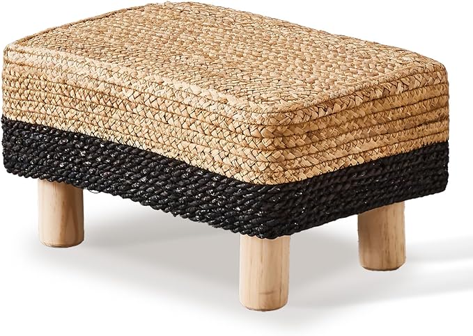 Wimarsbon Natural Seagrass Footstool Ottoman Rectangular Footrest Pouf Ottomans by Wimarsbon