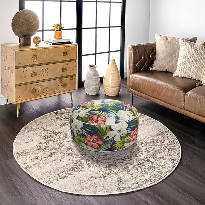 Magpie Fabrics Indoor/Outdoor Inflatable Stool Ottoman Pouf, Water Repellent - Image 2
