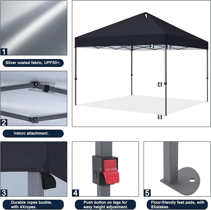 COOSHADE Durable Easy Pop Up Canopy Tent 10x10Ft - Image 4