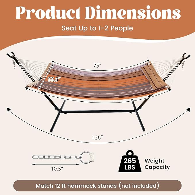 Tangkula 10.5FT Double Hammock, Heavy Duty Outdoor Hammock - Image 4