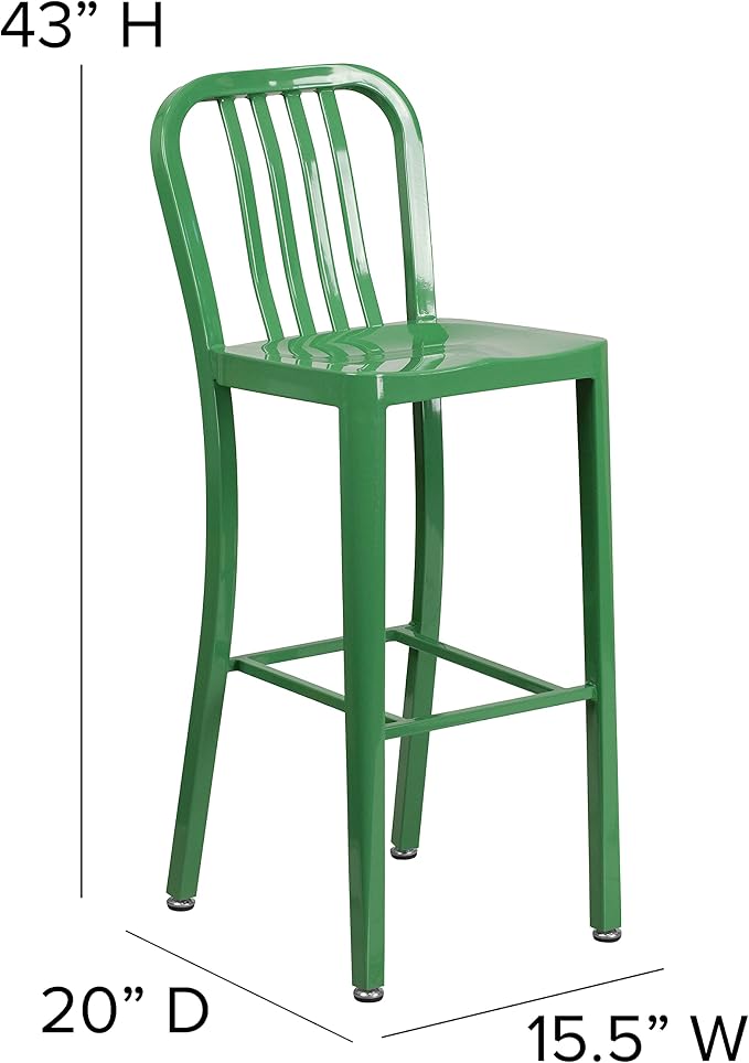 Flash Furniture Gael Commercial Grade 2 Pack 30" High Green Metal - Image 3