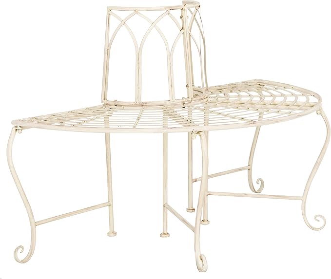 SAFAVIEH Outdoor Furniture Collection – Abia Antique White Distressed Wrought - Image 4